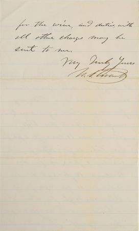 Lot #145 U. S. Grant: President Grant orders champagne for his cabinet and 