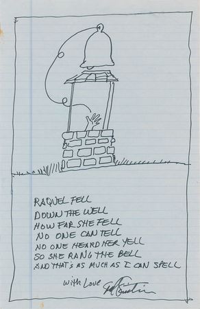 Lot #532 Shel Silverstein: Wonderful original Silverstein poem and sketches - Image 1
