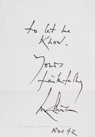 Lot #472 Georges Mathieu Sketch and Handwritten Letter Signed - Image 2