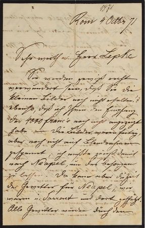 Lot #458 Oswald Achenbach Handwritten Letter Signed - Image 1