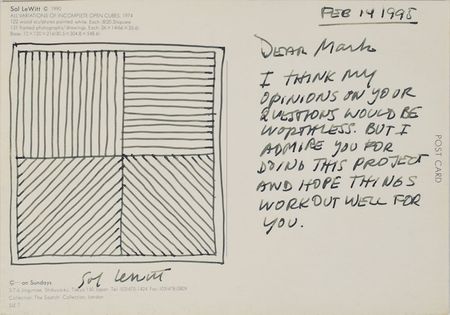 Lot #470 Sol LeWitt Sketch and Signed Note - Image 1