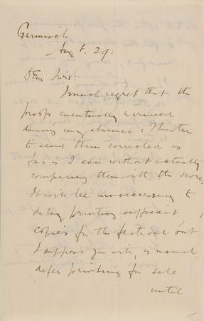 Lot #553 Edward Elgar Handwritten Letter Signed - Image 1