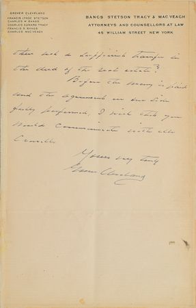 Lot #179 Grover Cleveland Handwritten Letter Signed - Image 2