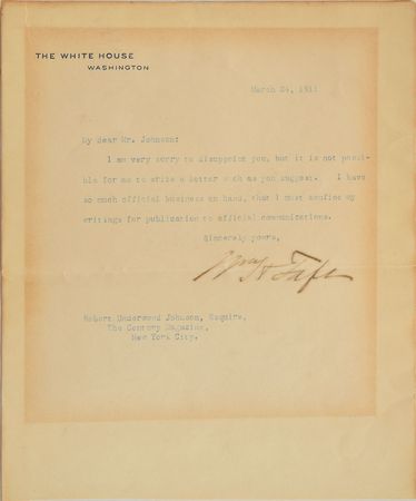 Lot #218 William H. Taft Typed Letter Signed - Image 1