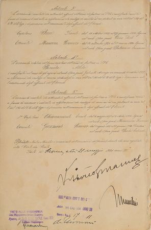 Lot #287 Benito Mussolini and Vittorio Emmanuel III Signed Document - Image 2
