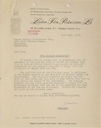 Lot #898 Joseph M. Schenck and Alexander Korda - Image 3