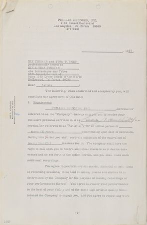 Lot #661 Ike and Tina Turner Signed Document - Image 1