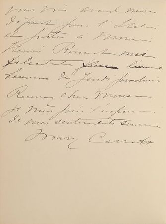 Lot #419 Mary Cassatt Handwritten Letter Signed - Image 2