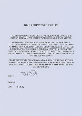 Lot #79 Princess Diana Personally-Owned and -Worn  Childhood Sweater: The teenage Diana's casual white sweater - Image 5