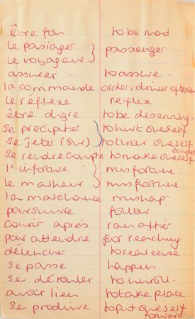 Lot #80 Princess Diana's French Lesson Book With Extensive Handwriting: Diana's French vocab notebook from finishing school - Image 3