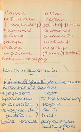 Lot #80 Princess Diana's French Lesson Book With Extensive Handwriting: Diana's French vocab notebook from finishing school - Image 6