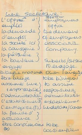 Lot #80 Princess Diana's French Lesson Book With Extensive Handwriting: Diana's French vocab notebook from finishing school - Image 8