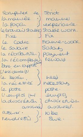 Lot #80 Princess Diana's French Lesson Book With Extensive Handwriting: Diana's French vocab notebook from finishing school - Image 9