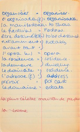 Lot #80 Princess Diana's French Lesson Book With Extensive Handwriting: Diana's French vocab notebook from finishing school - Image 19