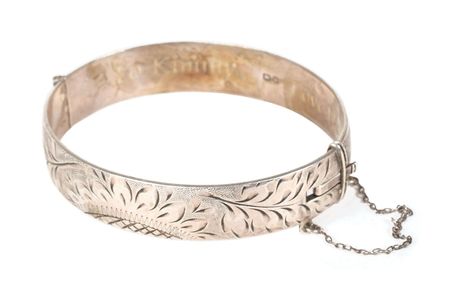 Lot #100 Princess Diana's Personally-Gifted Silver Bangle With Signed Photograph: Beautiful silver bracelet given as a gift by the princess - Image 1