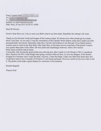 Lot #7078 John Lennon's Personally-Owned and -Worn Green Wool Coat - Image 5