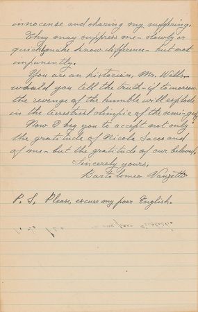 Lot #7051 Bartolomeo Vanzetti Autograph Letter Signed and Ephemera - Image 4