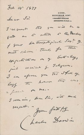 Lot #7037 Charles Darwin Autograph Letter Signed