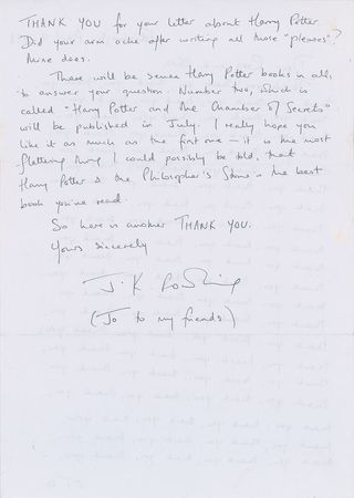 Lot #7073 J. K. Rowling Autograph Letter Signed - Image 2
