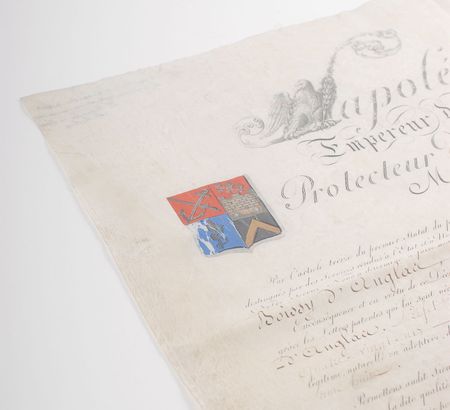 Lot #215 Napoleon: Illuminated heraldic arms granted to a Napoleonic prefect - Image 3