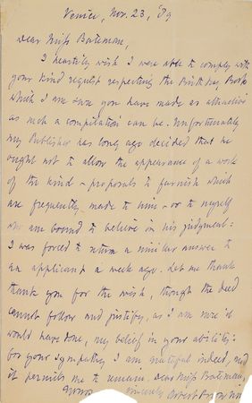 Lot #447 Robert Browning Handwritten Letter Signed - Image 1