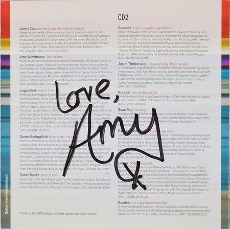 Lot #504 Amy Winehouse: Twice-signed Brit Awards CD by Winehouse - Image 1