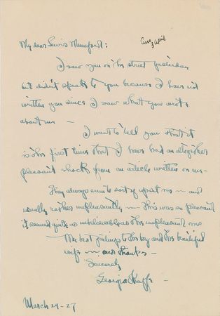Lot #385 Georgia O'Keeffe: O'Keeffe writes to the New Yorker critic: 