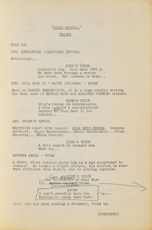 Lot #604 Star Trek: Production-used working script for Star Trek's 