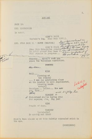 Lot #604 Star Trek: Production-used working script for Star Trek's 