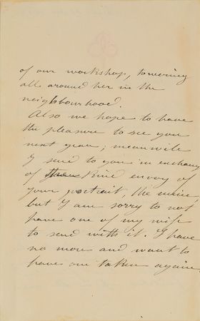 Lot #381 Frederic-Auguste Bartholdi: Bartholdi writes of the Statue of Liberty: 