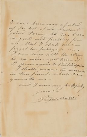 Lot #381 Frederic-Auguste Bartholdi: Bartholdi writes of the Statue of Liberty: 