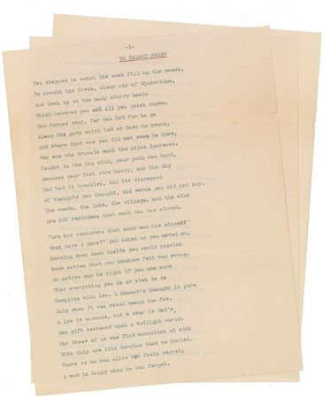 Lot #429 Robert Frost: ?You suck more melancholy out of me than I should have thought possible? - Image 2