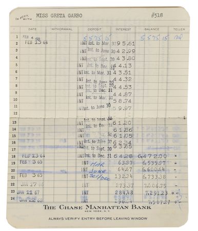 Lot #715 Greta Garbo Bank Passbook - Image 1