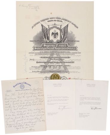 Lot #122 Harry S. Truman: Masonic collection signed by Truman, a 33° Past Grand Master - Image 1