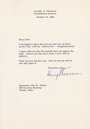 Lot #122 Harry S. Truman: Masonic collection signed by Truman, a 33° Past Grand Master - Image 5