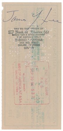 Lot #594 Bruce Lee: The kung-fu legend issues a rare check to his instructor and â??iron palmâ?? master - Image 2