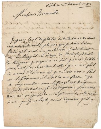 Lot #1 Johann Bernoulli: Rare letter from the patriarch of the brilliant Bernoullis - Image 1