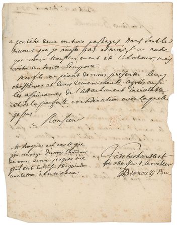Lot #1 Johann Bernoulli: Rare letter from the patriarch of the brilliant Bernoullis - Image 2