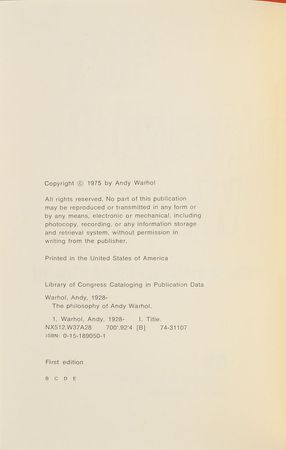 Lot #405 Andy Warhol Book - Image 3
