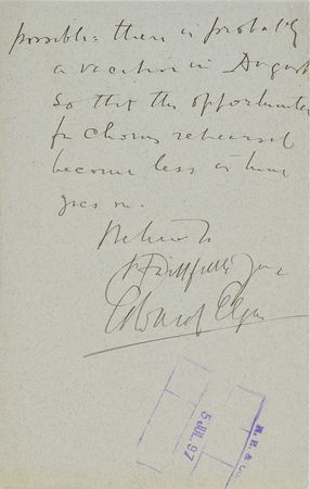 Lot #470 Edward Elgar: The composer anxiously awaits 