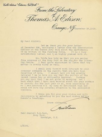 Lot #49 Thomas Edison: I was devoting all my time