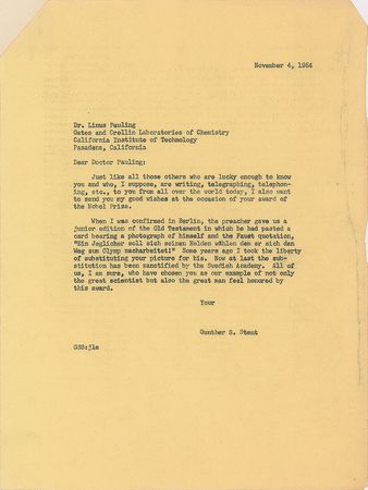 Lot #72 Linus Pauling Typed Letter Signed - Image 2