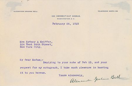Lot #45 Alexander Graham Bell Typed Letter Signed