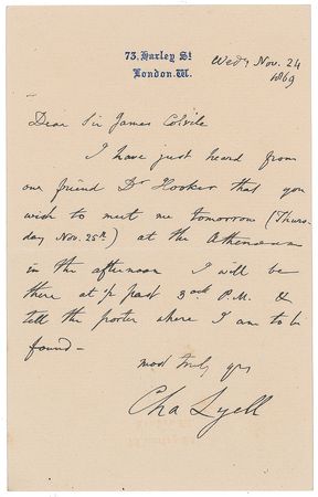 Lot #21 Charles Lyell Handwritten Letter Signed