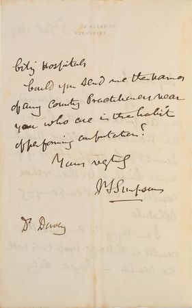 Lot #22 James Young Simpson: The anaesthesia pioneer requests results of 