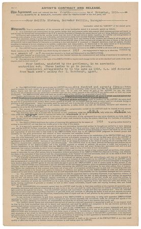 Lot #602 John Ringling: Ringling hires the Melillo Sisters for 