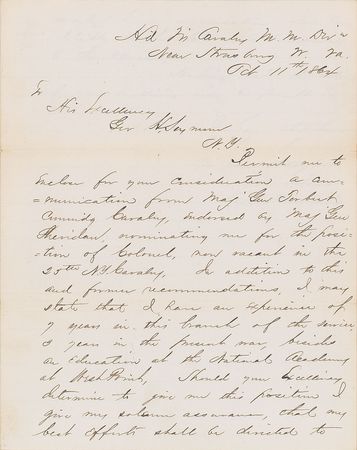 Lot #317 Marcus A. Reno: Scarce war-dated letter from the controversial Little Bighorn cavalryman - Image 1