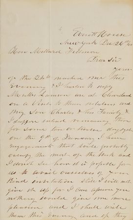 Lot #205 Henry Wells: The American Express founder writes to President Millard Fillmore - Image 1