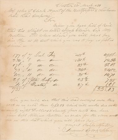 Lot #12 Samuel Colt: Early 1838 Colt autograph letter—three years after his invention of the revolver - Image 1