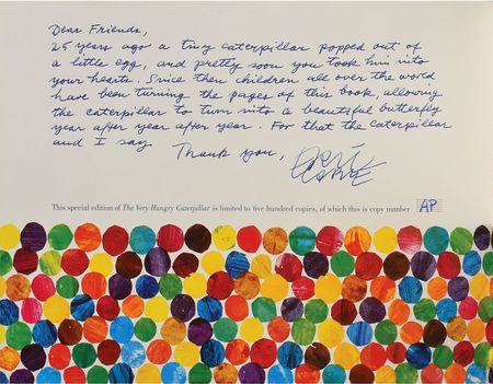 Lot #421 Eric Carle: Artist proof of The Very Hungry Caterpillar, with original sketch by Carle - Image 3